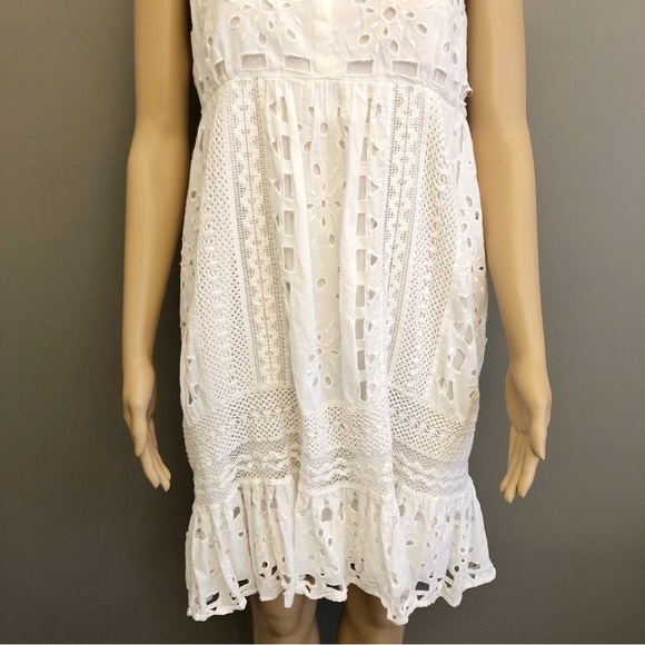 Michael Kors Romantic Sexy Lace Boho White Camisole Summer Festival Midi Dress. - Picture 15 of 16